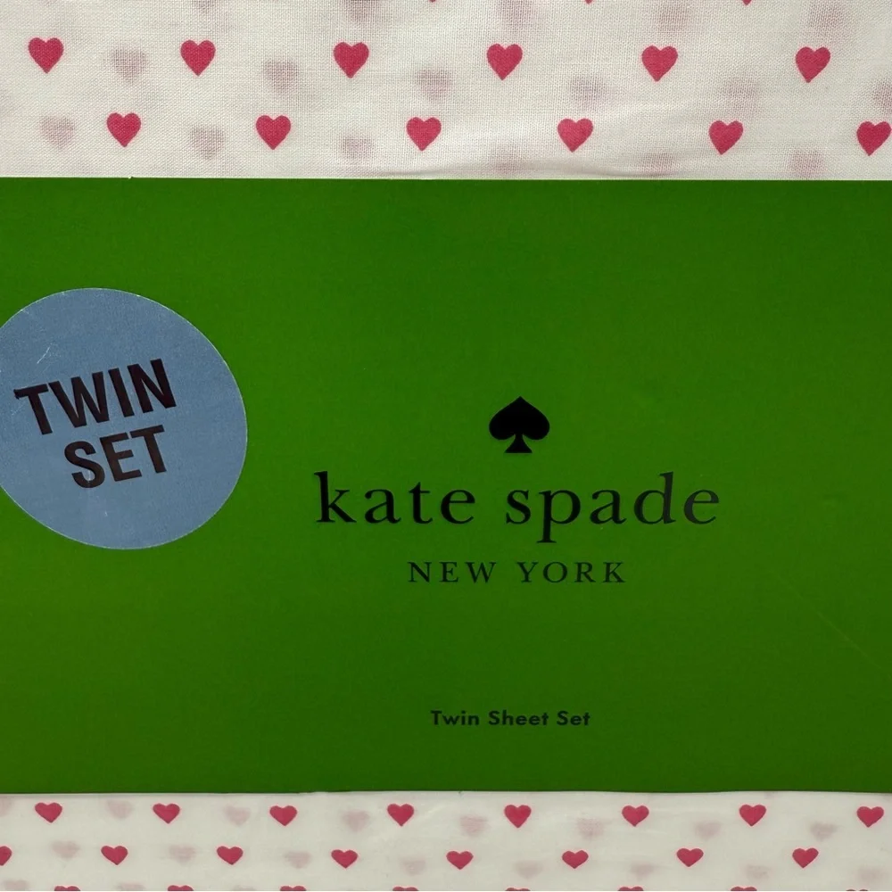 Kate Spade Pink Hearts White Twin Size Sheet Set NWT